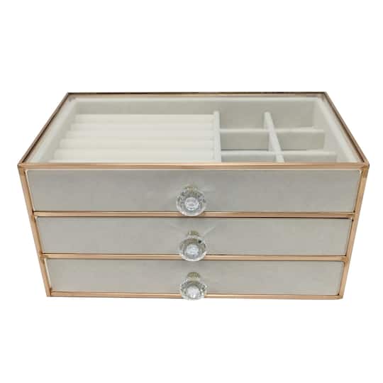 White & Gold 3-Tier Jewelry Box by Ashland®